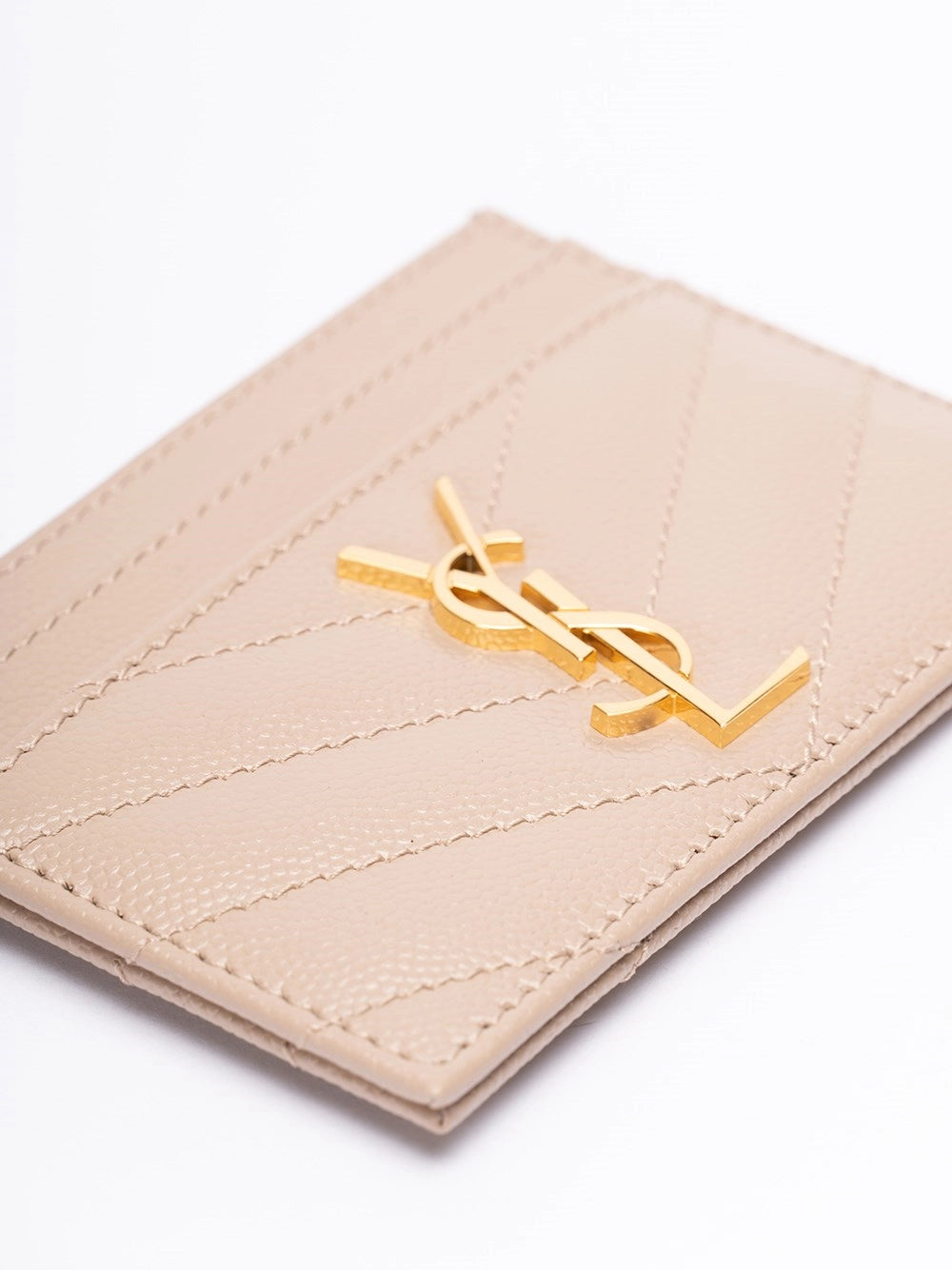 Saint Laurent Women Cassandre Matelasse Card Case In Grain De Poudre Leather