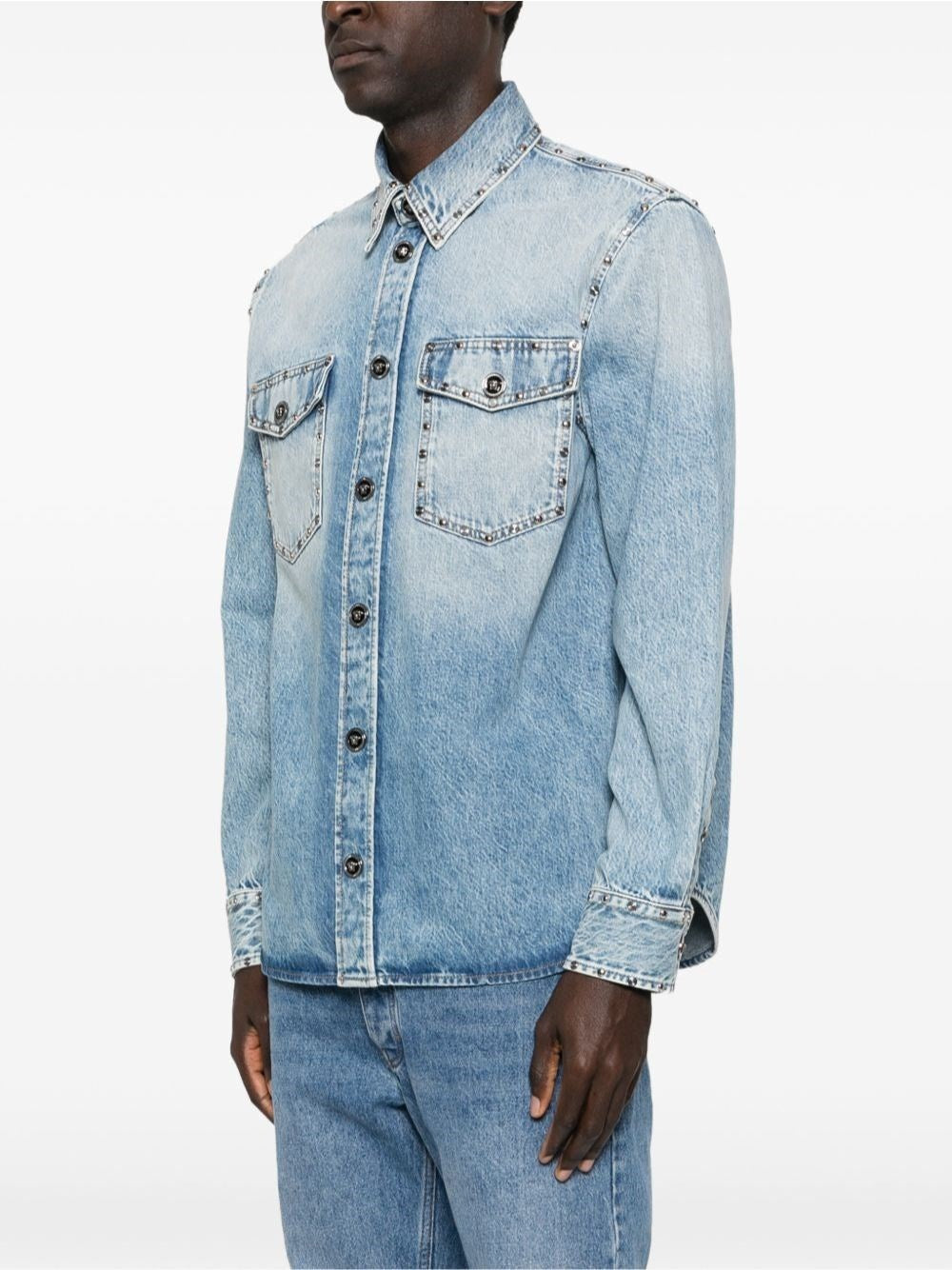 Versace Men Studded Denim Shirt VERSACE