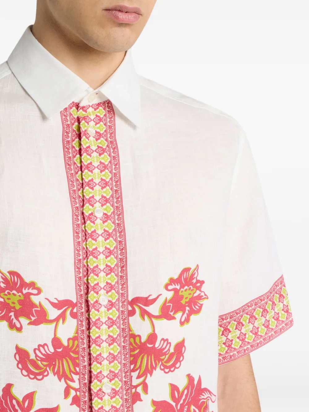 Etro Men Geometric Floral Linen Shirt ETRO
