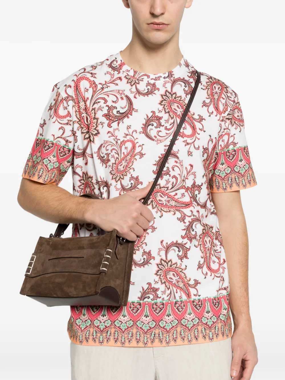 Etro Men T-Shirt With Paisley Trim ETRO