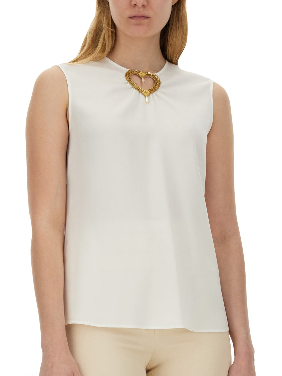 Moschino Women Blouse With Heart Applique MOSCHINO