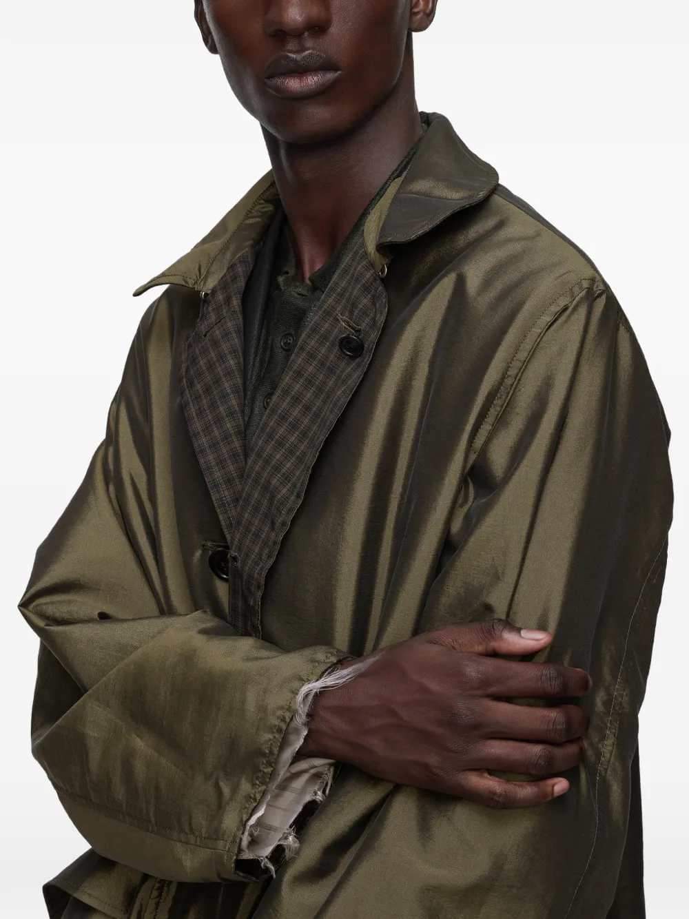 Maison Margiela Men Buttoned Plaid Trench Coat MAISON MARGIELA