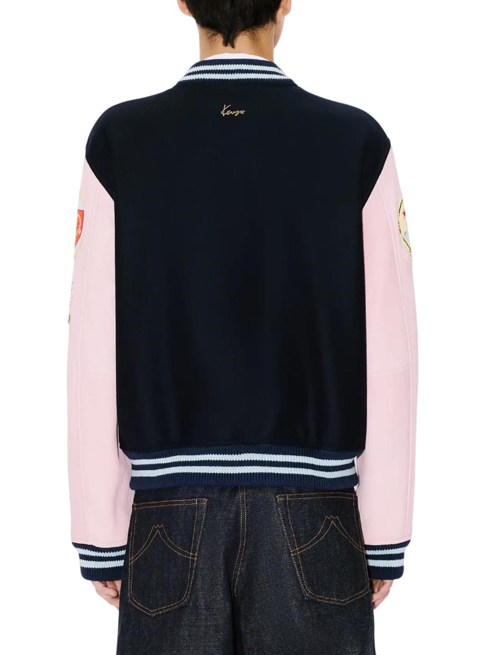 Kenzo Men Embroidered Wool Varsity Jacket With "Kenzo Badges." KENZO