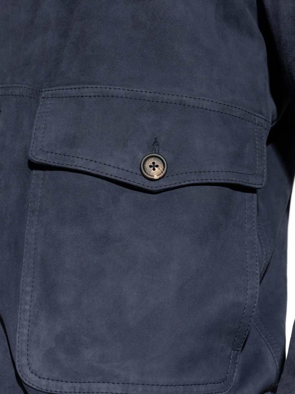 Eleventy Men Leather Jacket With Pocket And Buttons
