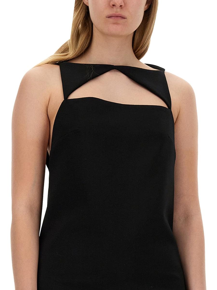 Versace Women Wool Blend Straight Mini Dress With Cut-Out VERSACE