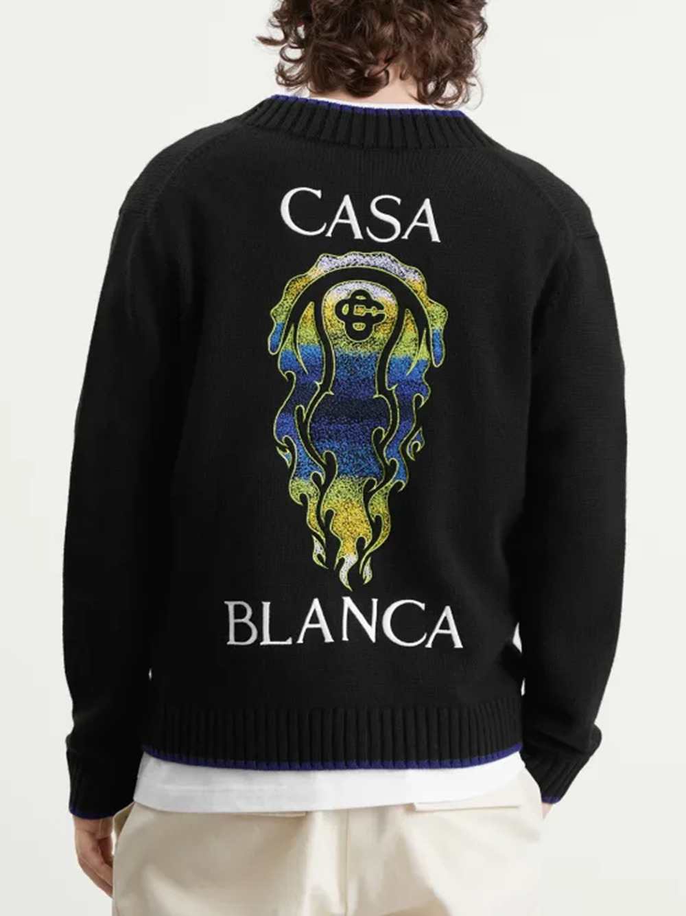 Casablanca Men Flaming Tennis Ball Cardigan - Black CASABLANCA