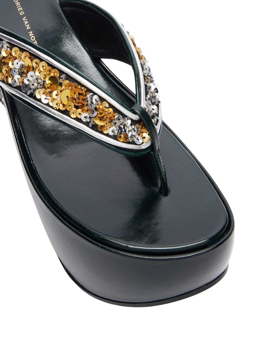 Dries Van Noten Women Sequined Wedge Flip-Flop Sandals DRIES VAN NOTEN