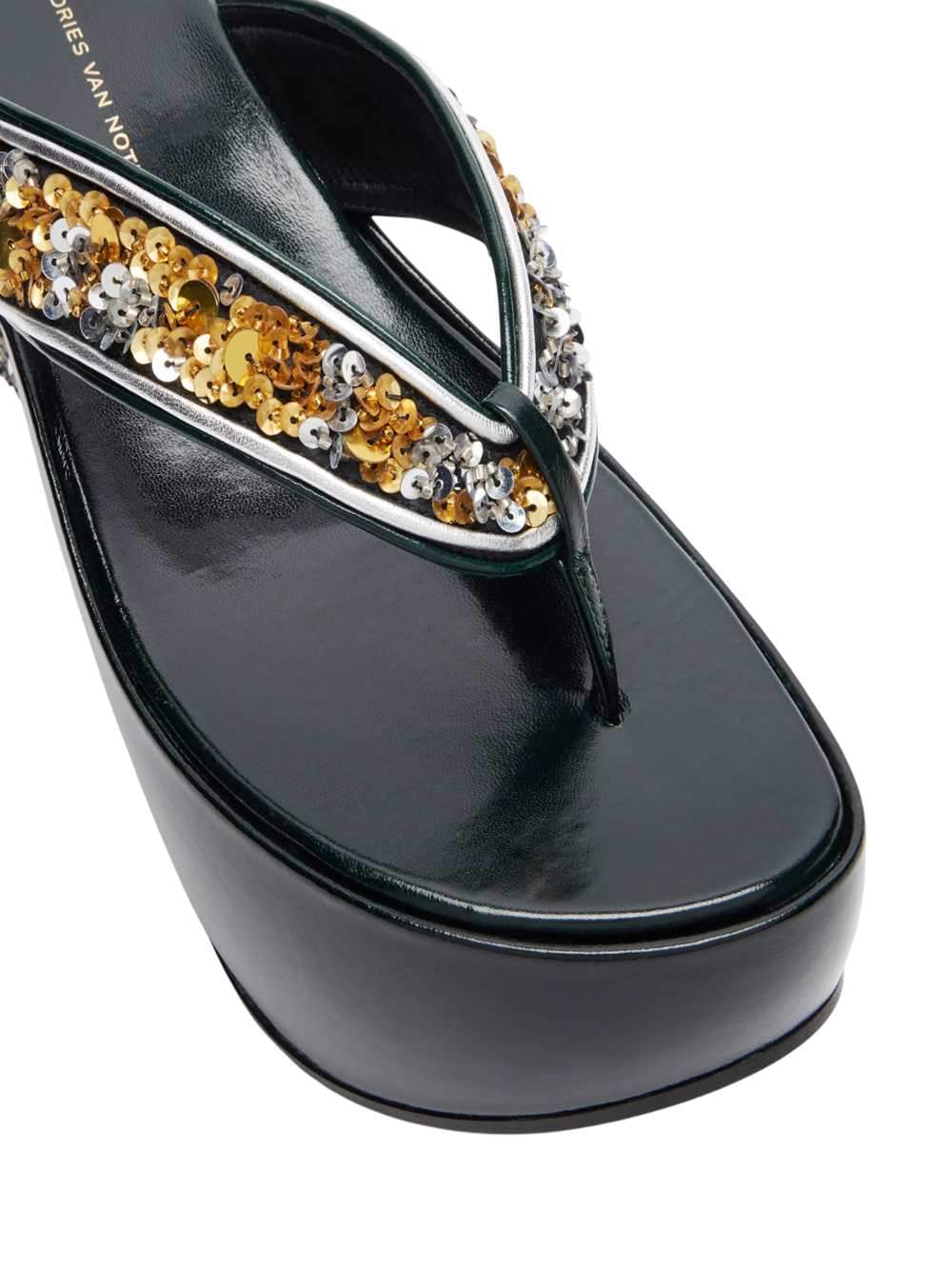 Dries Van Noten Women Sequined Wedge Flip-Flop Sandals DRIES VAN NOTEN