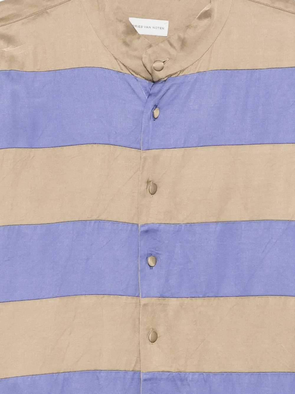 Dries Van Noten Men Horizontally Striped Shirt With Band Collar DRIES VAN NOTEN