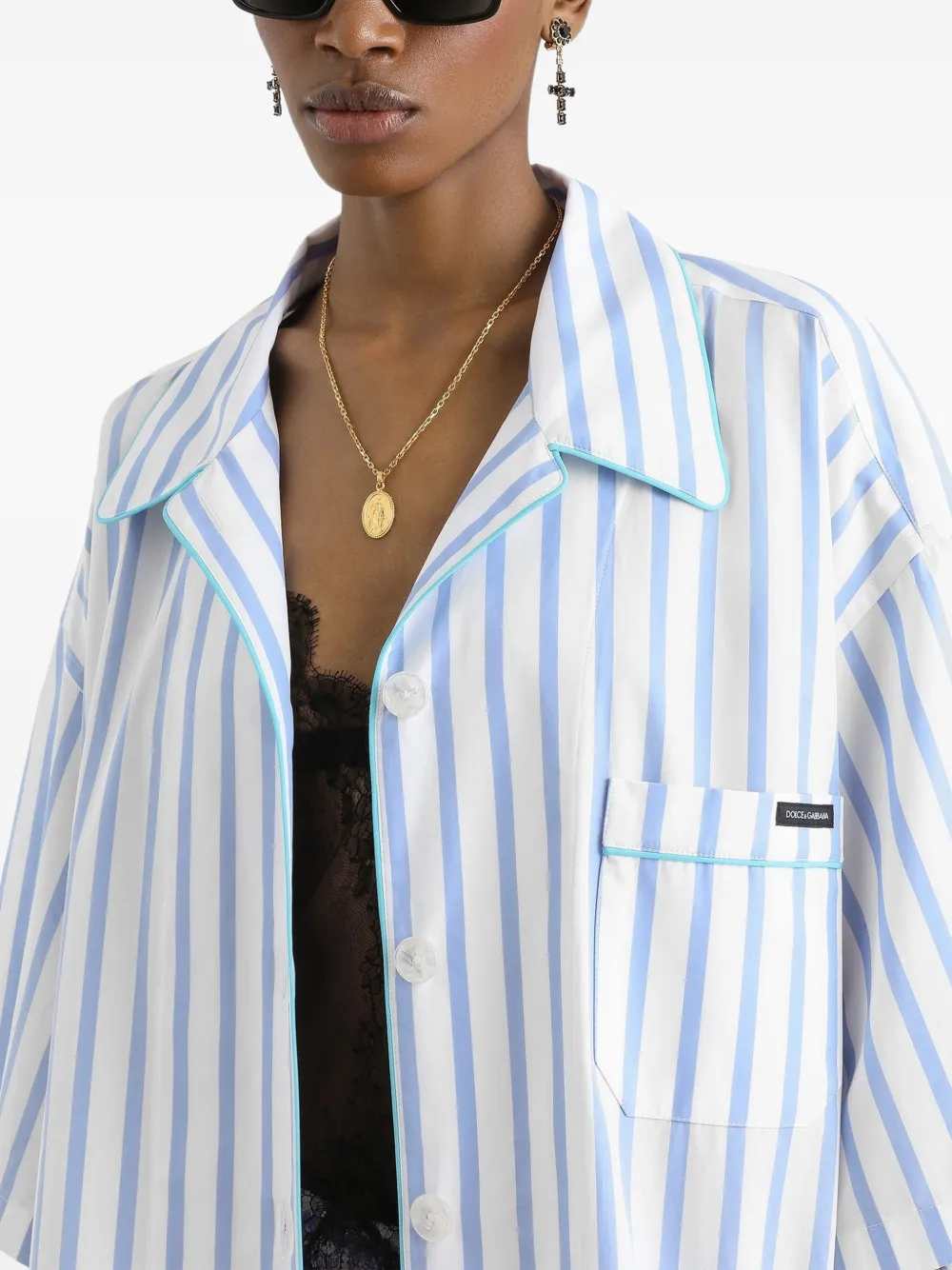 Dolce & Gabbana Women Striped Shirt With Chest Pocket DOLCE & GABBANA