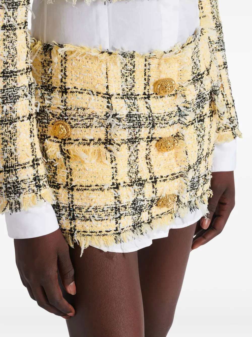 Balmain Women Tweed Skirt With Buttons BALMAIN