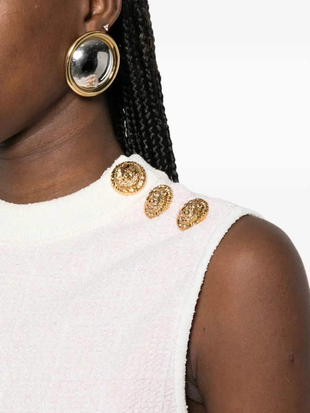 Balmain Women Sleeveless Top With Button BALMAIN