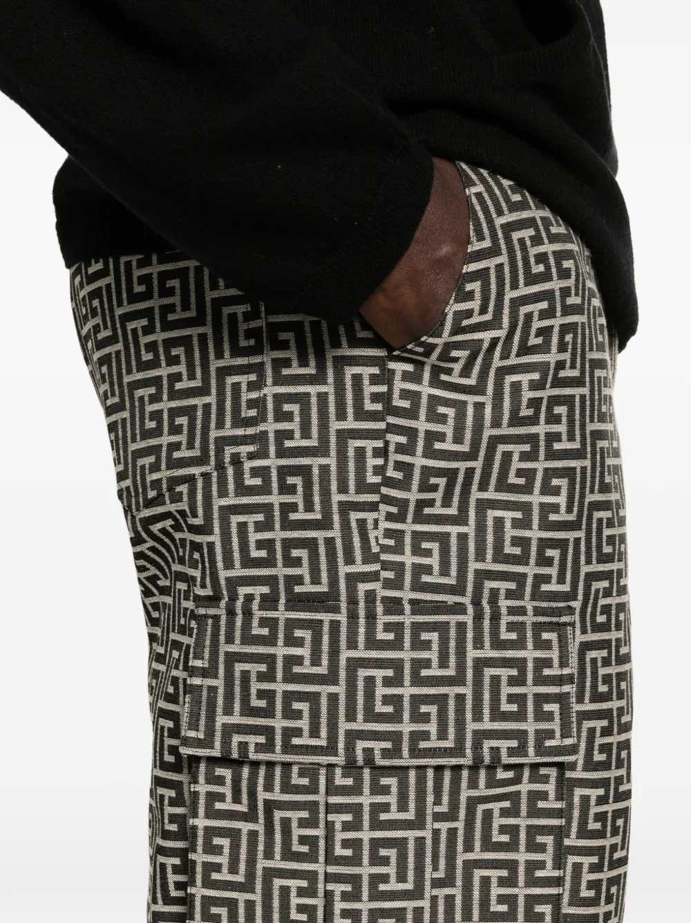 Balmain Men Monogrammed Cargo Shorts BALMAIN
