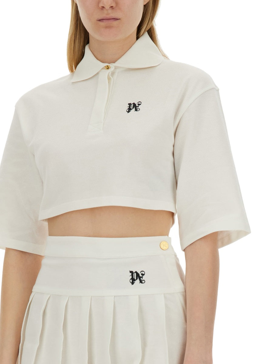 Palm Angels Women Monogram Cropped Polo Shirt PALM ANGELS