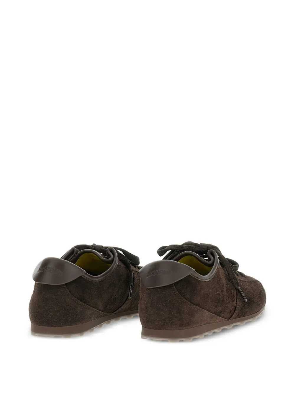 Jacquemus Men Suede Tennis Sneakers Highlights Brown Suede Almond Toe Flat Laces Rubber Sole Id 26Efom00175ac09a14 JACQUEMUS
