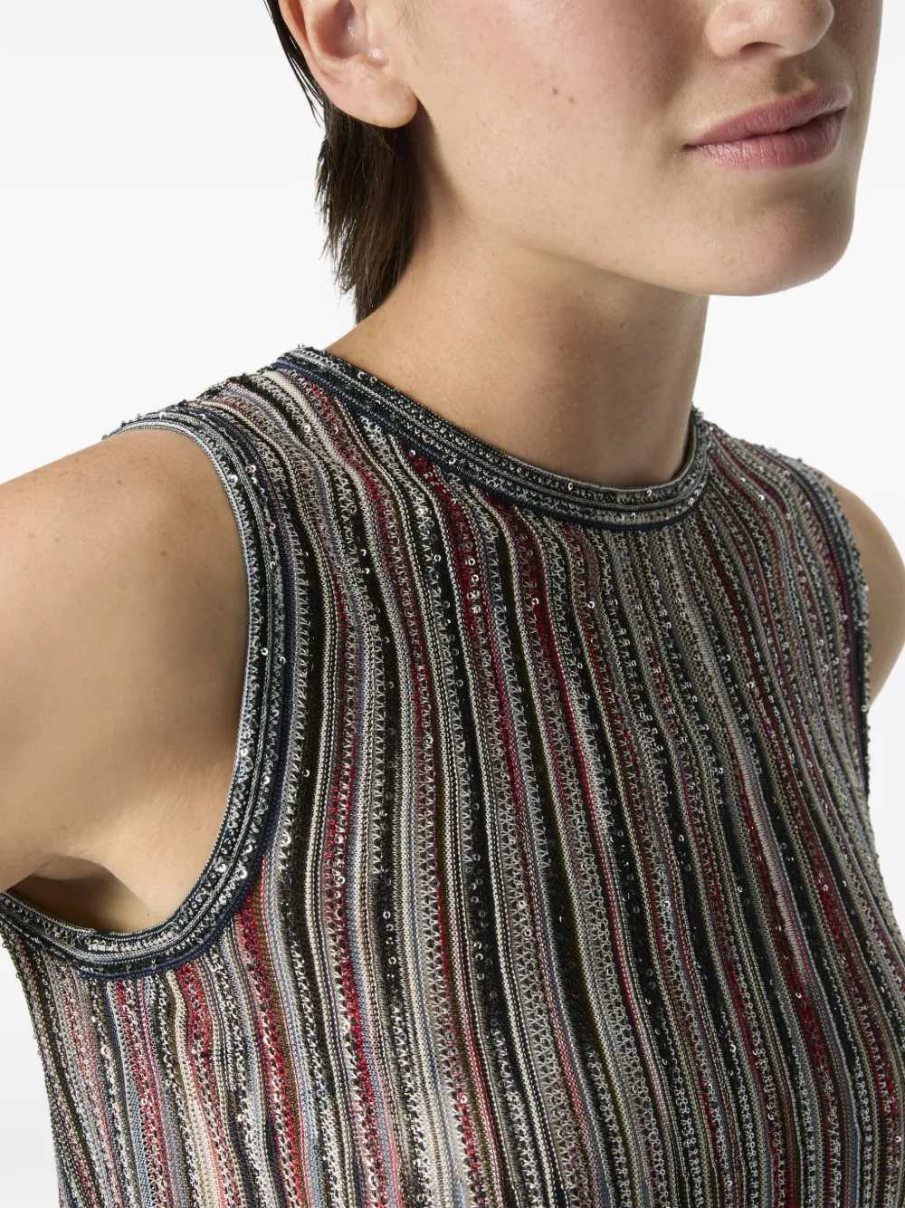 Missoni Women Striped Top Decorated With Sequins MISSONI