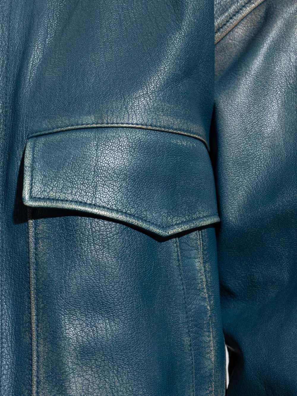 Versace Men Leather Zip-Up Jacket VERSACE