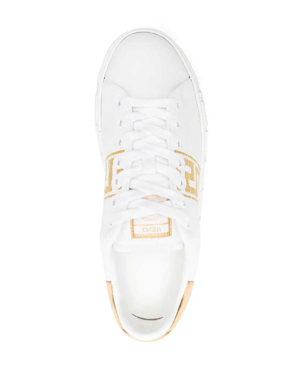 Versace Women Leather Sneakers With Greek Embroidery