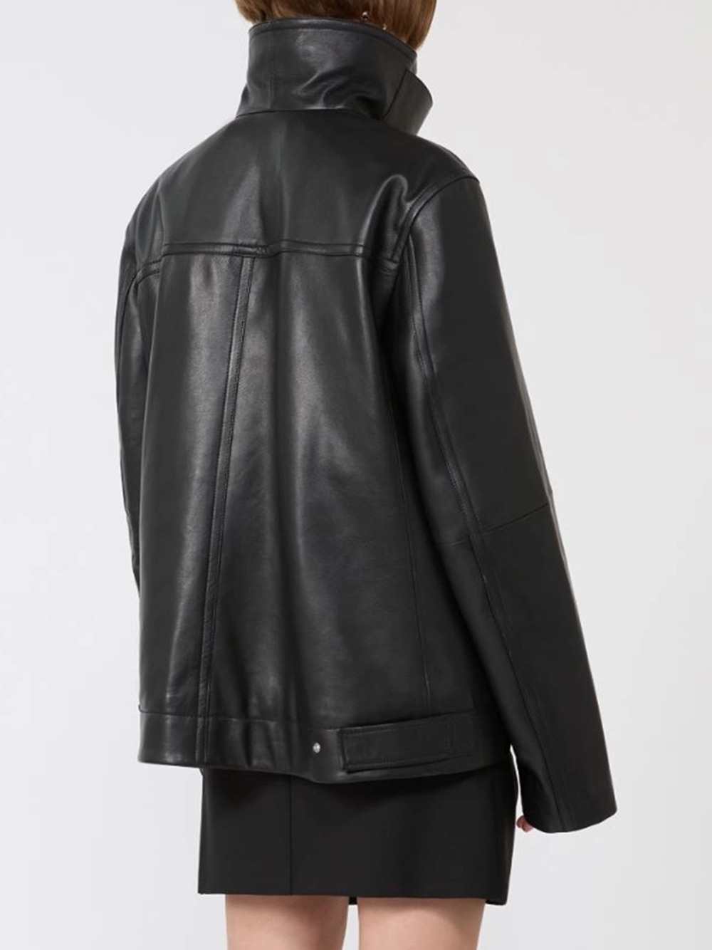 Sportmax Women Oversized Leather Jacket - Black SPORTMAX