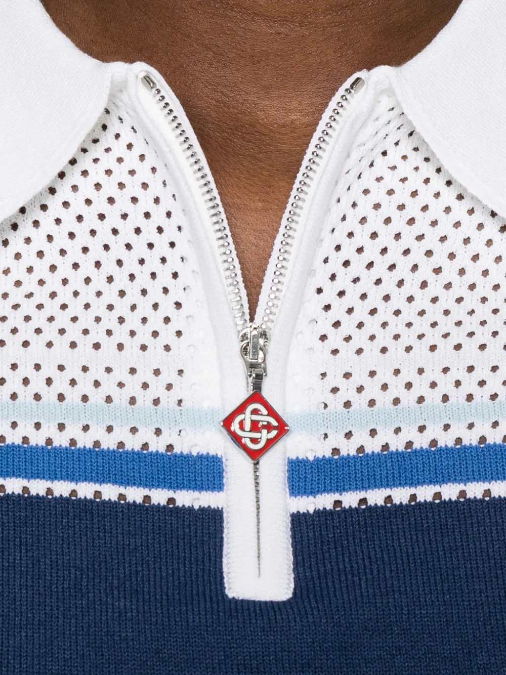 Casablanca Women Striped Zip-Up Polo Shirt CASABLANCA