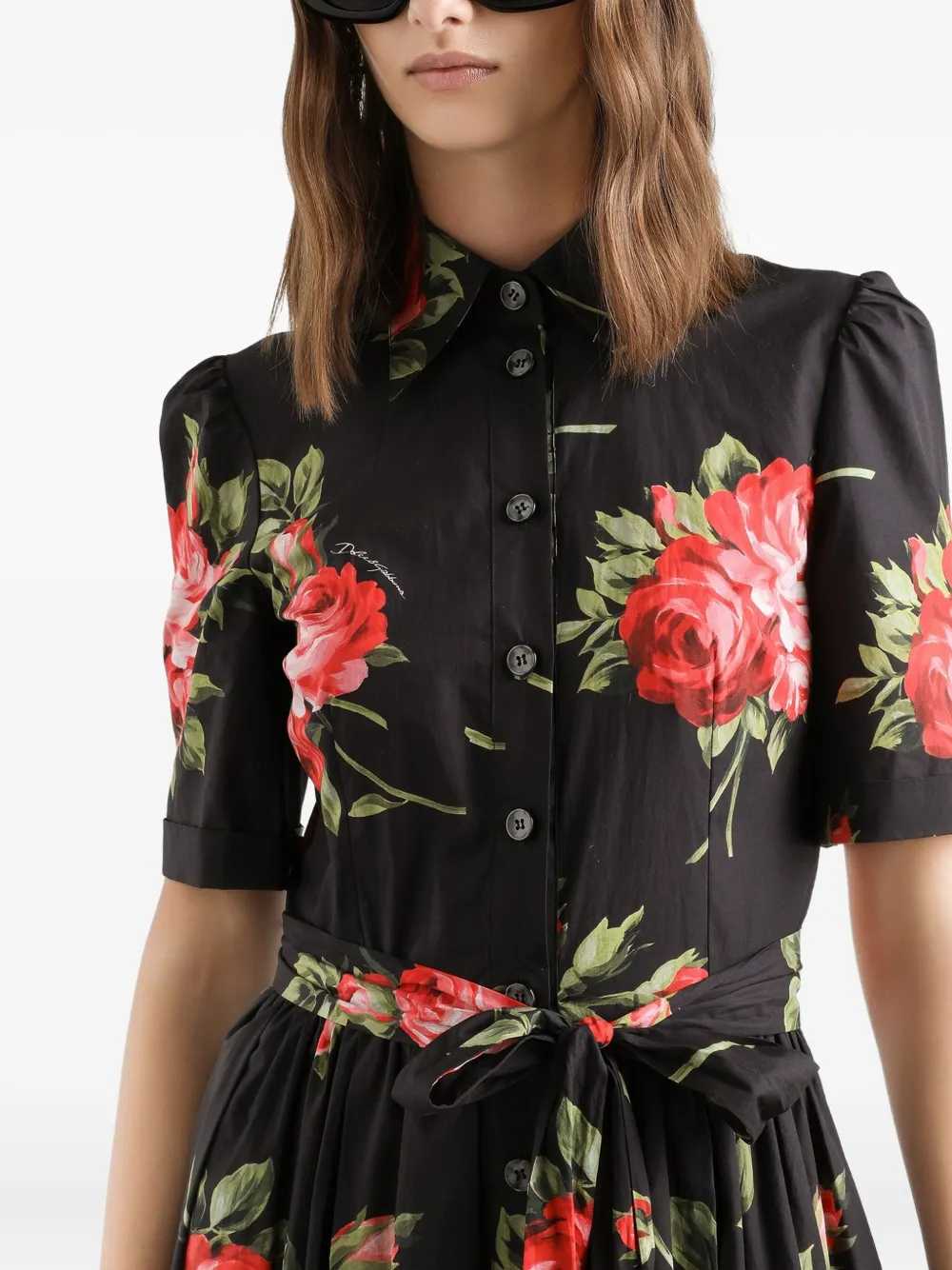 Dolce & Gabbana Women Floral Midi Dress With Belt DOLCE & GABBANA