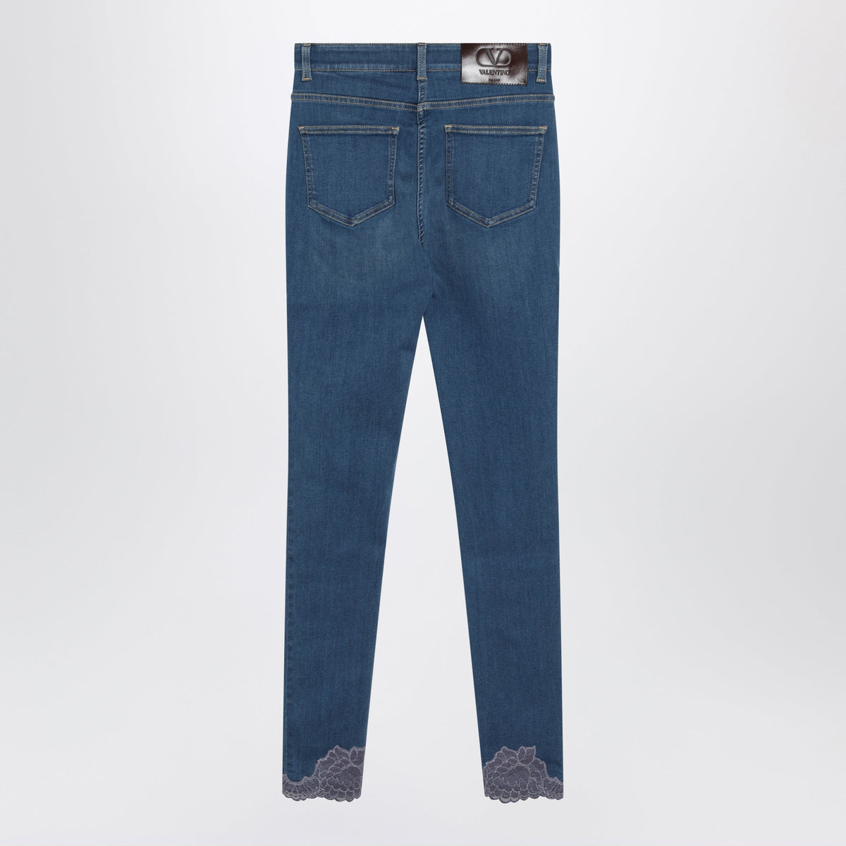 Valentino Medium Blue Slim Jeans With Lace Women VALENTINO