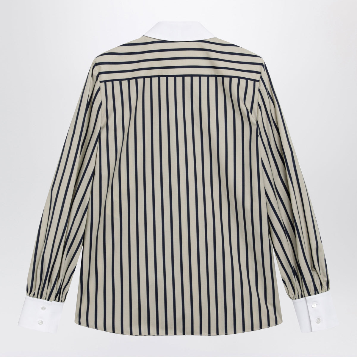 Valentino Striped Cotton Shirt With Scarf In Beige And Blue Women VALENTINO