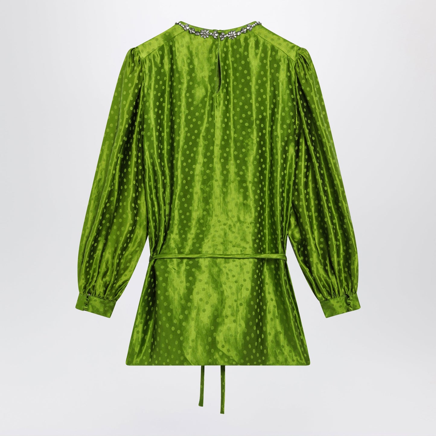 Valentino Avocado Polka-Dot Silk-Blend Jacquard Mini Dress Women VALENTINO