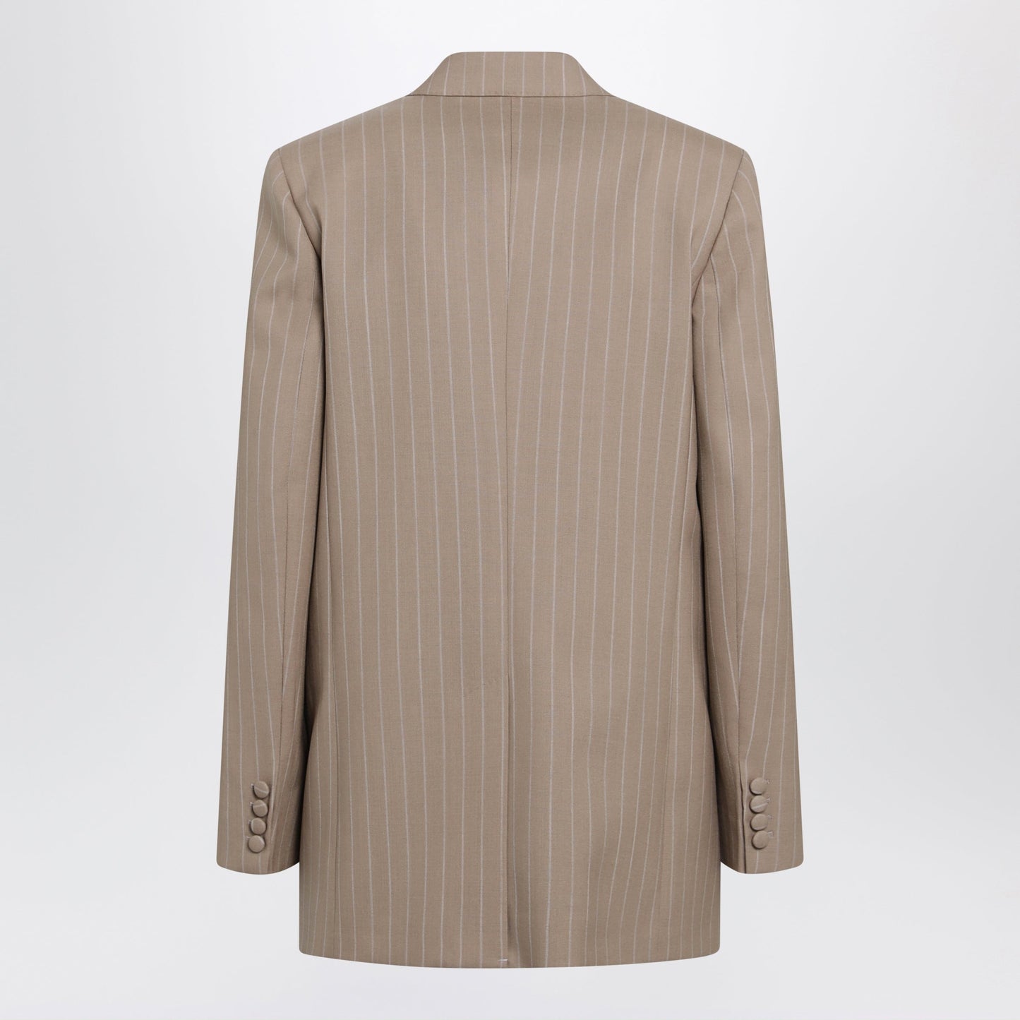 Valentino Double-Breasted Pinstripe Jacket In Mud/Ivory Virgin Wool Women VALENTINO