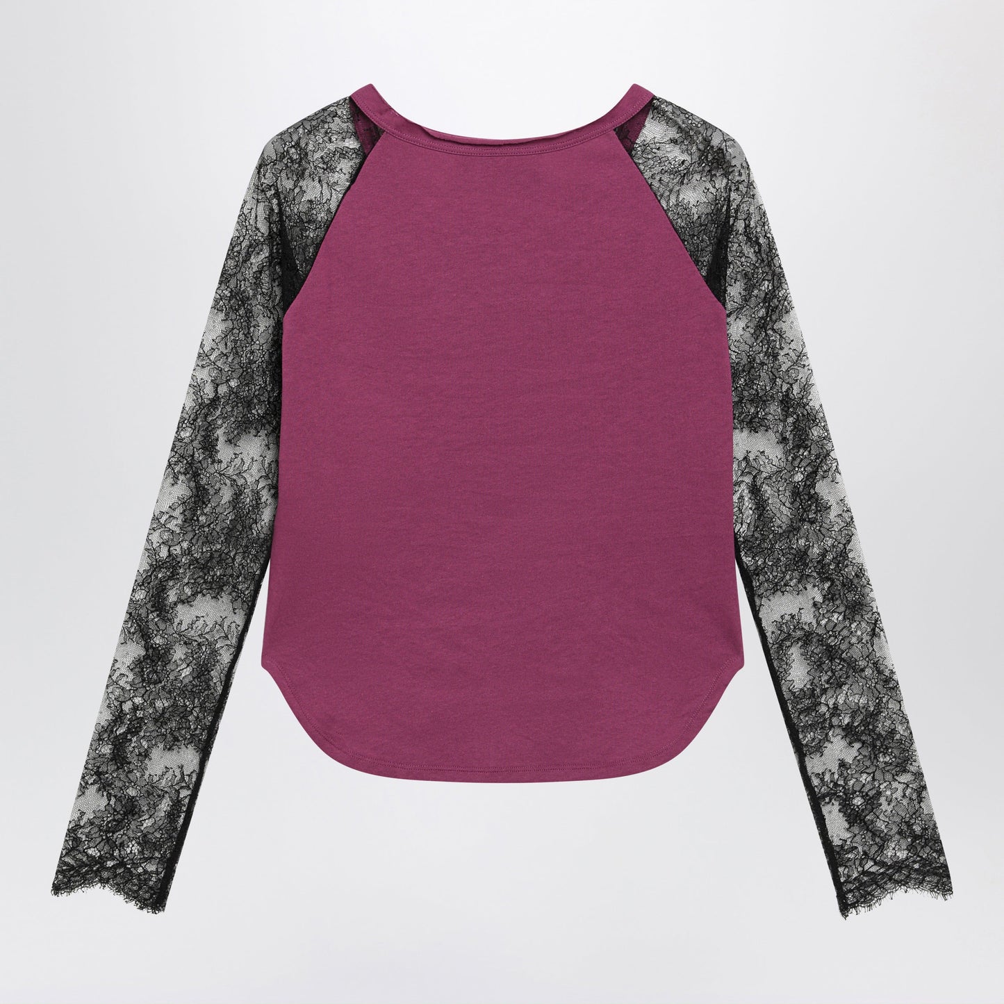 Valentino Cyclamen Panther 60 T-Shirt With Black Lace Sleeves Women VALENTINO