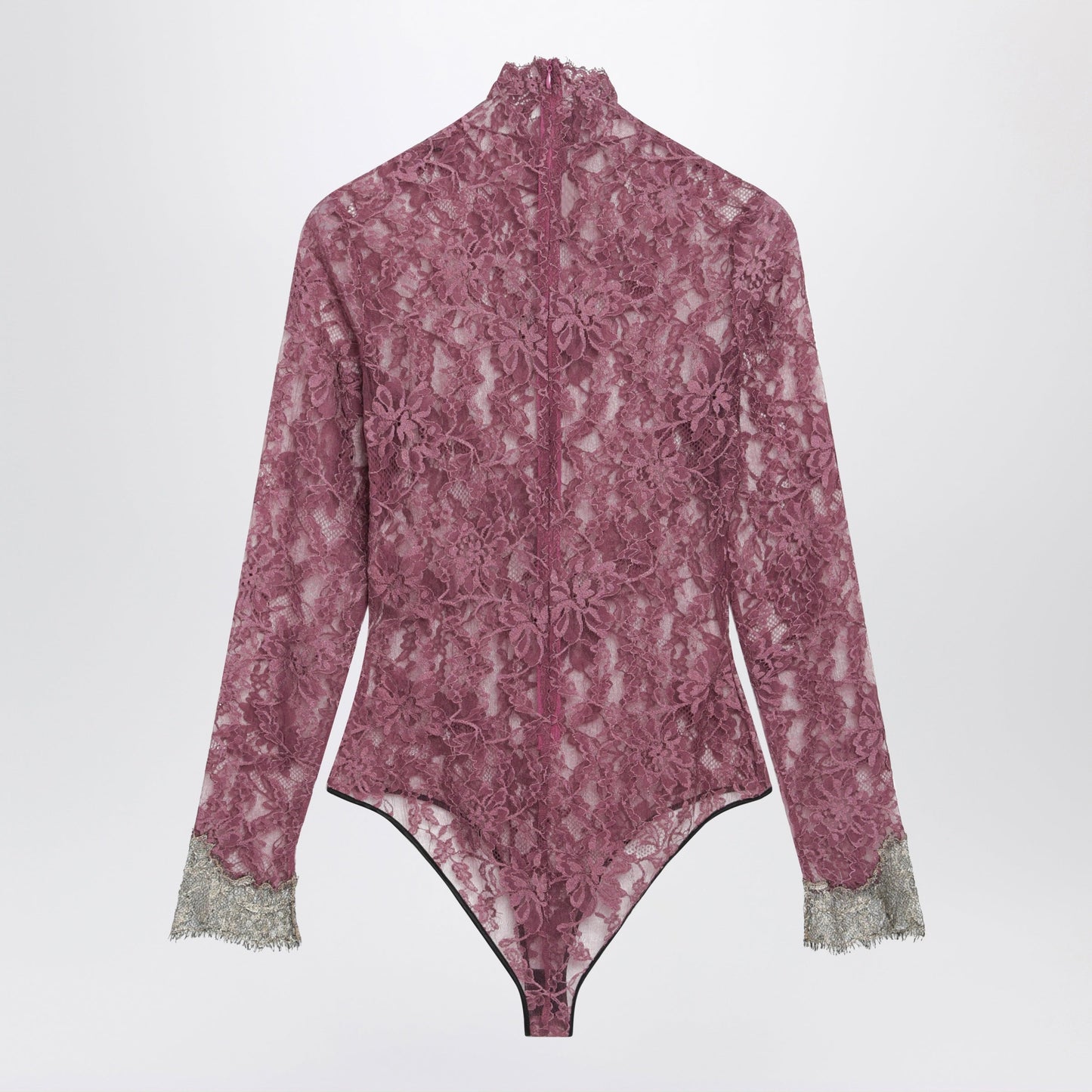 Valentino Burgundy Lace Bodysuit With Contrasting Cuffs Women VALENTINO