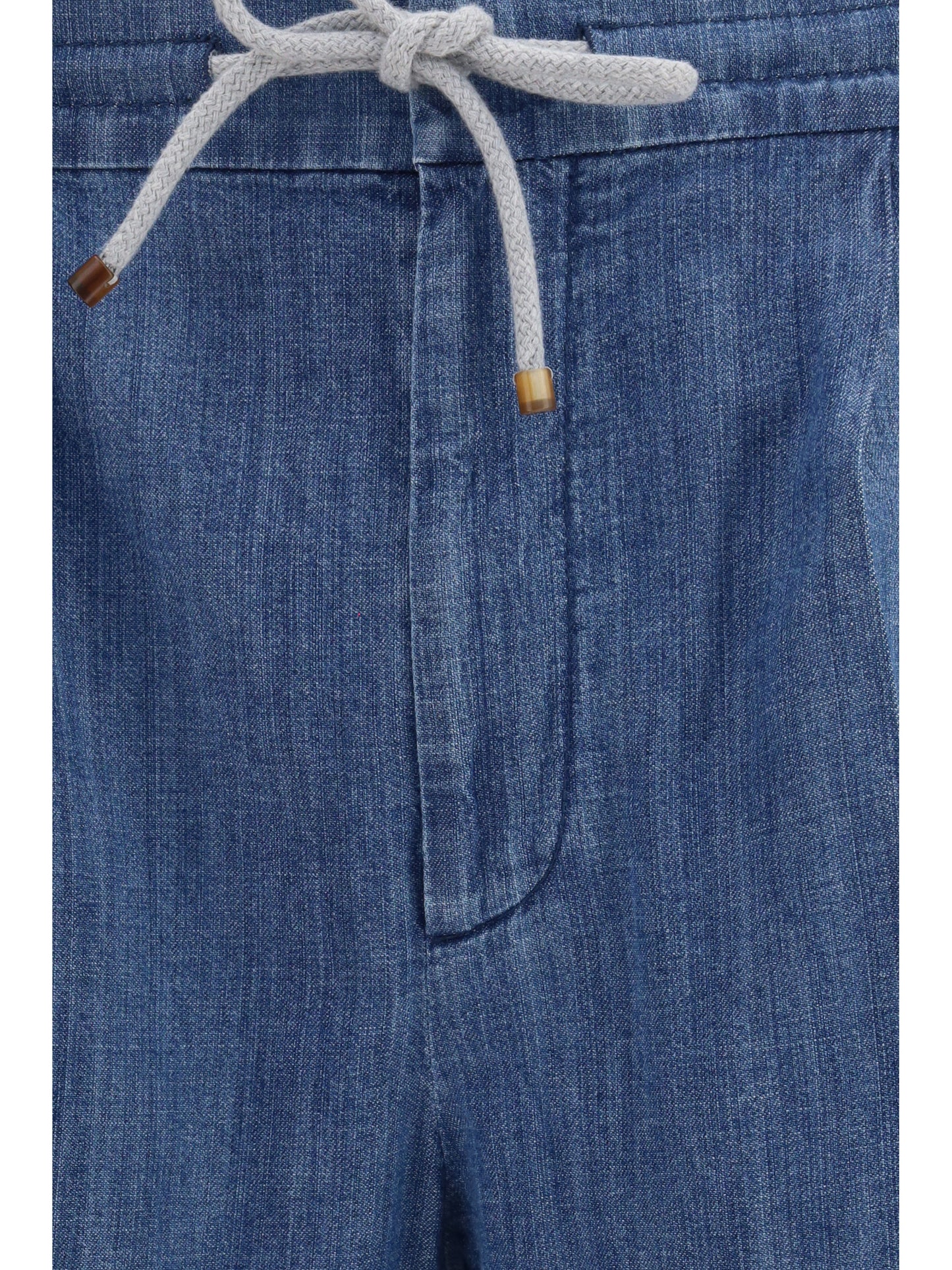 Brunello Cucinelli Men Lightweight Denim Pants With Drawstring And Double Pleats BRUNELLO CUCINELLI