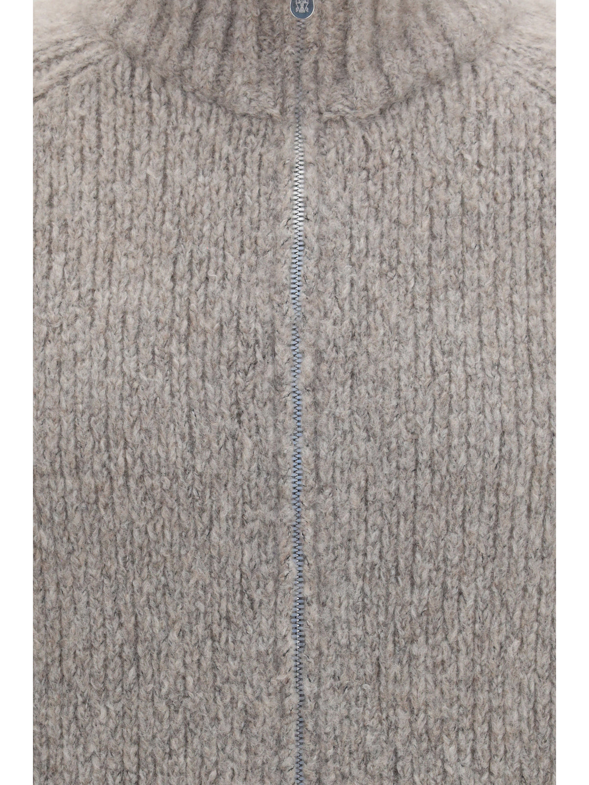 Brunello Cucinelli Men High-Neck Cashmere And Silk Cardigan With Zip BRUNELLO CUCINELLI