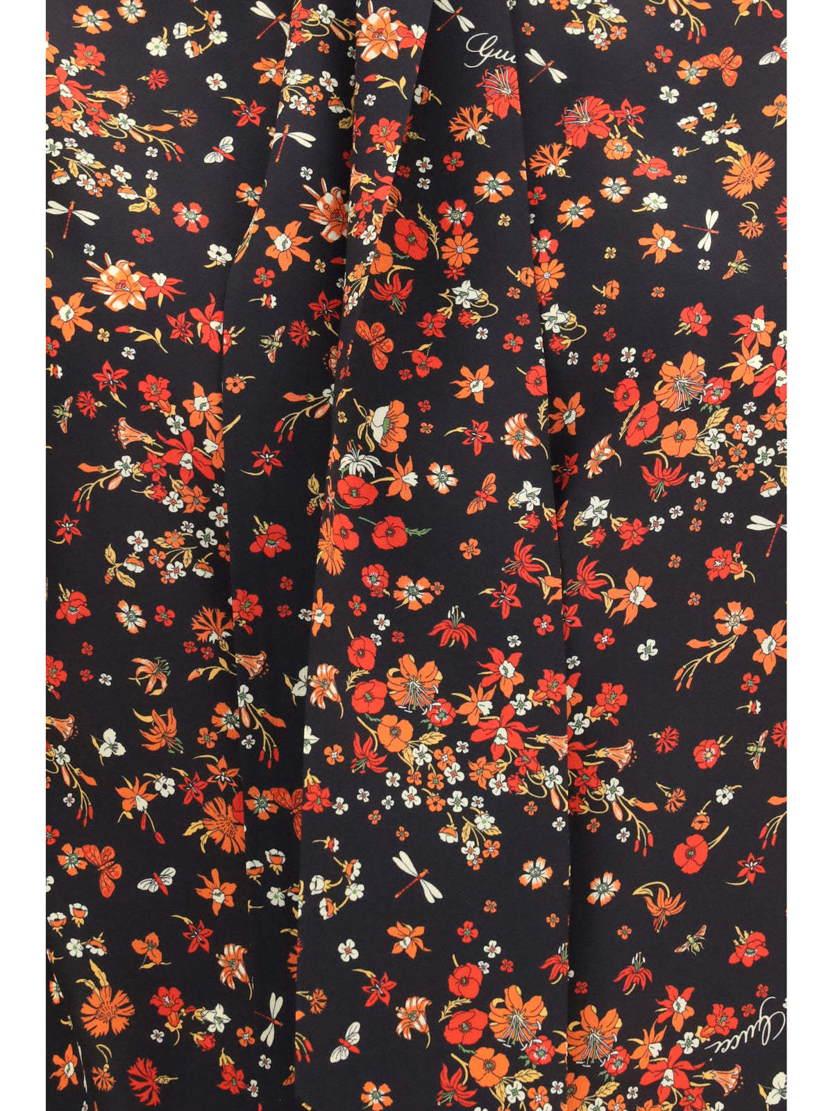 Gucci Women Silk Flora Print Shirt With Neck Bow GUCCI