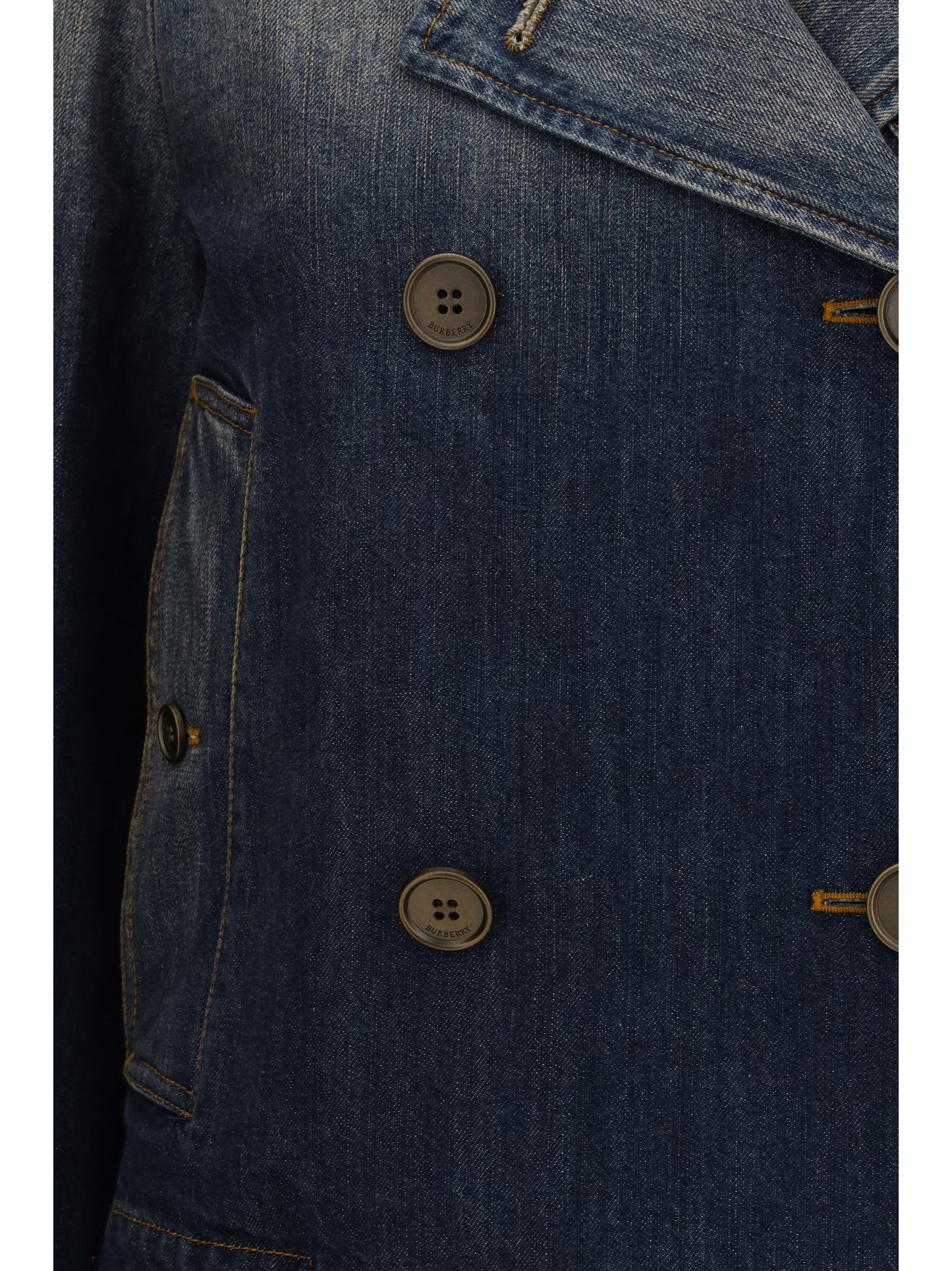 Burberry Women Cropped Double-Breasted Denim Jacket BURBERRY