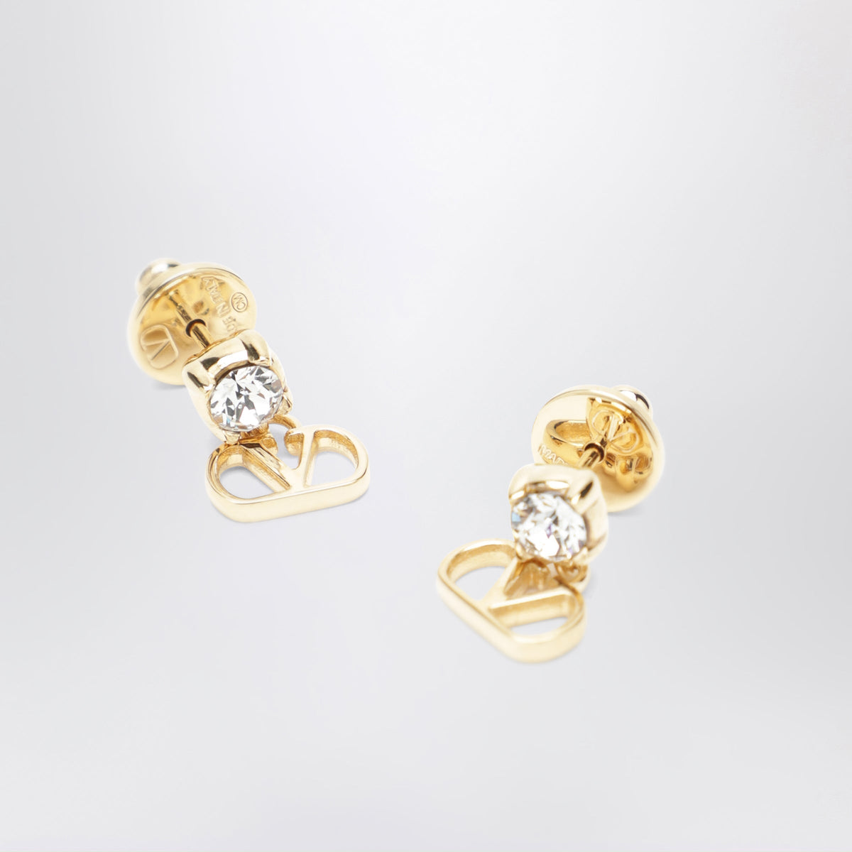 Valentino Garavani Gold-Tone Vlogo Signature Earrings With Crystal Women VALENTINO GARAVANI