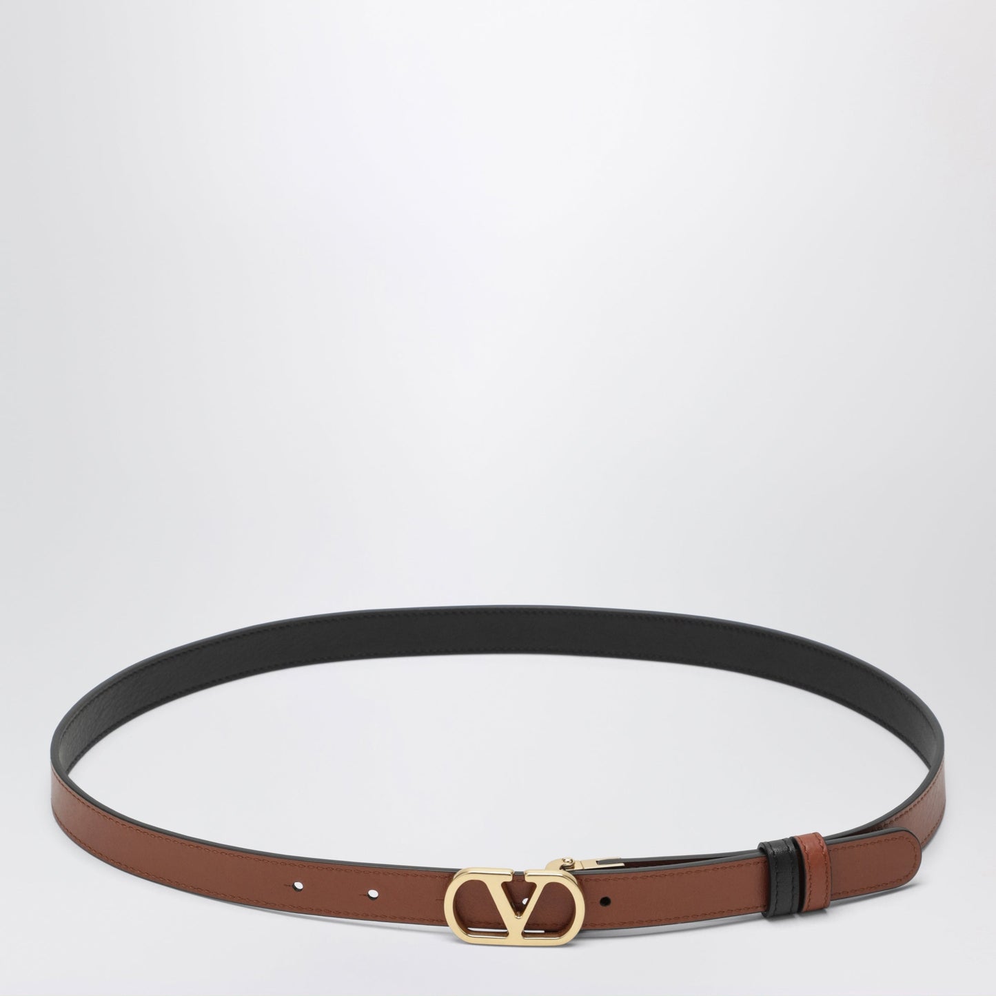 Valentino Garavani Black/Caramel Reversible Vlogo Signature Belt Women VALENTINO GARAVANI