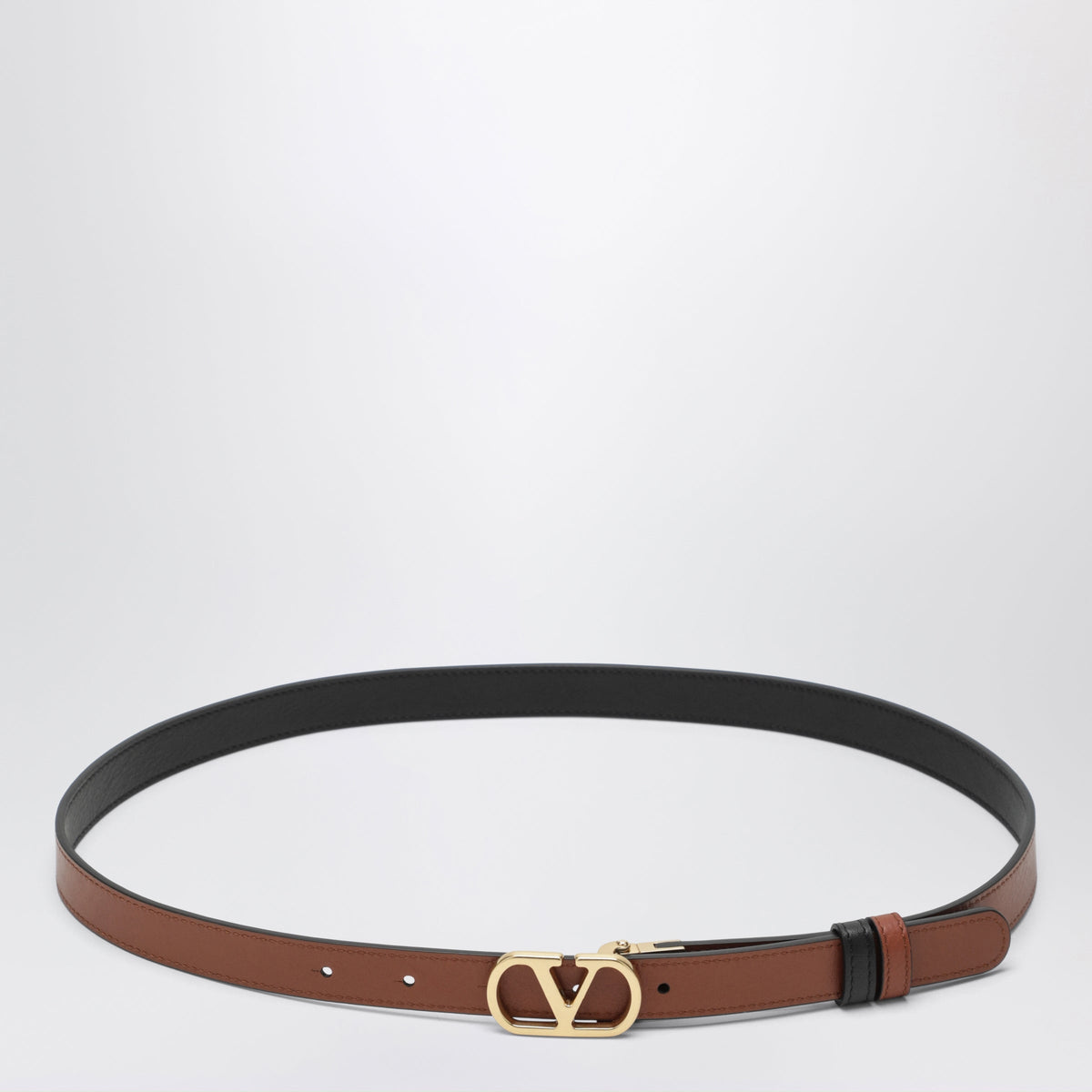 Valentino Garavani Black/Caramel Reversible Vlogo Signature Belt Women VALENTINO GARAVANI
