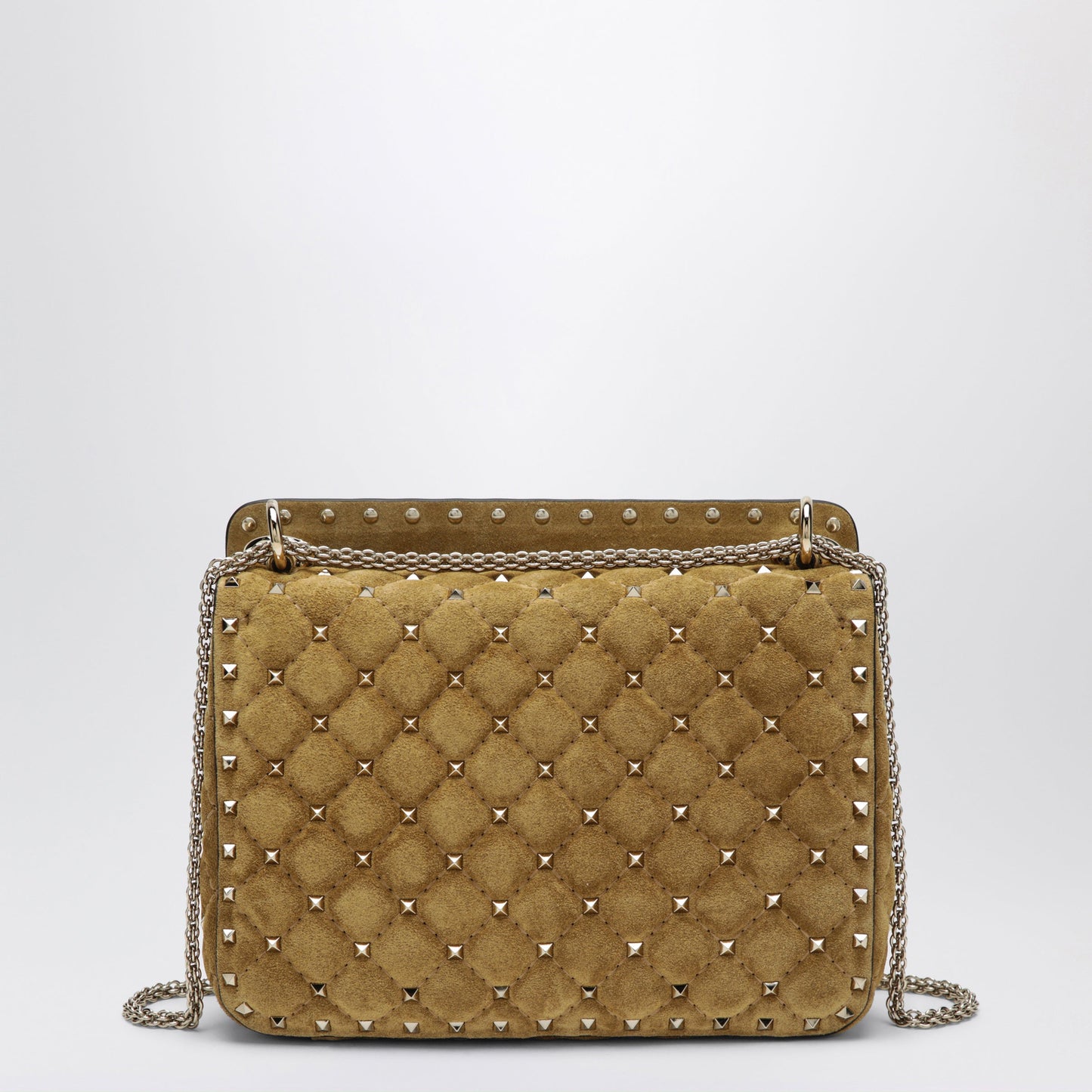 Valentino Garavani Medium Rockstud Spike Havana Beige Suede Bag Women VALENTINO GARAVANI