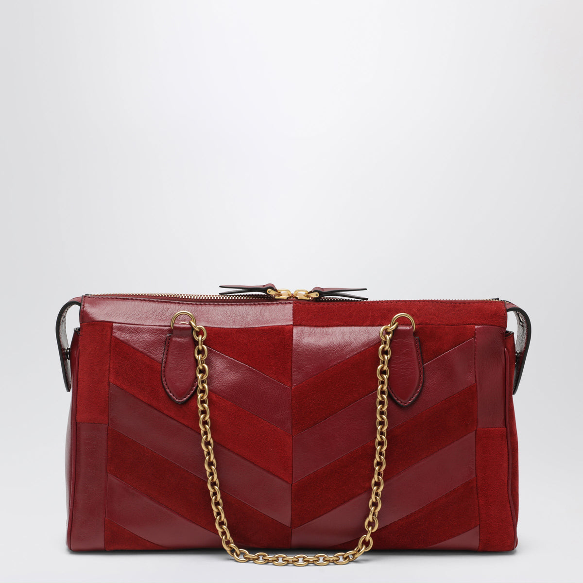 Valentino Garavani Medium Panthea Shoulder Bag In Suede And Nappa Leather With Chevron Pattern Women VALENTINO GARAVANI