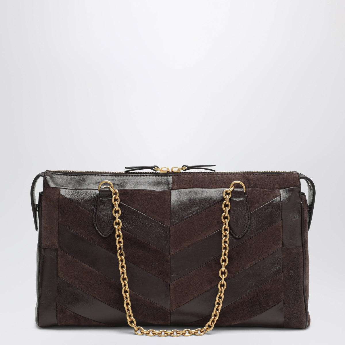 Valentino Garavani Medium Panthea Shoulder Bag In Suede And Nappa Leather With Chevron Pattern Women VALENTINO GARAVANI