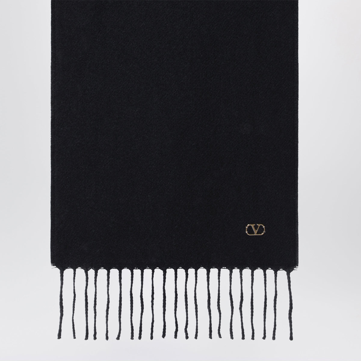 Valentino Garavani Black Cashmere Scarf With Vlogo Detail Women VALENTINO GARAVANI