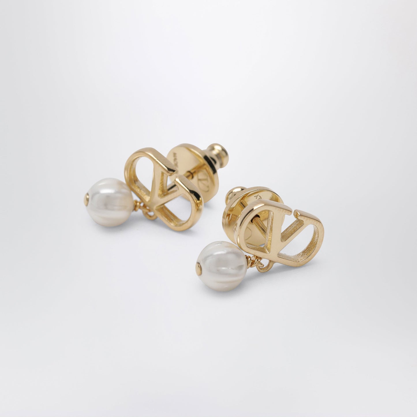 Valentino Garavani Vlogo Pearl Drop Earrings In Gold-Tone Brass Women VALENTINO GARAVANI