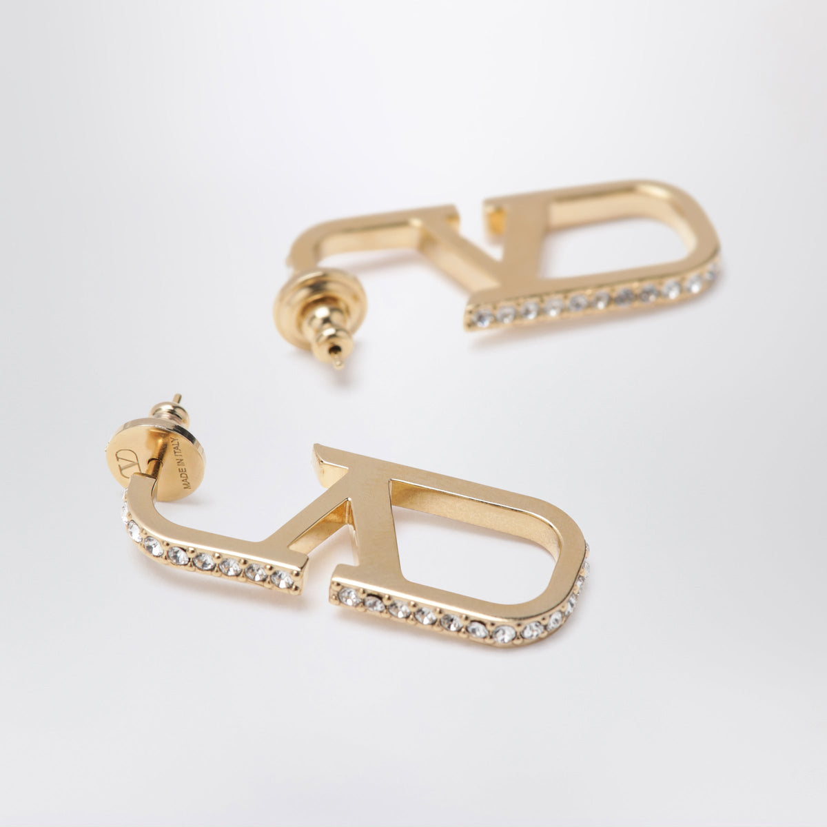 Valentino Garavani Gold-Tone Vlogo Signature Earrings With Swarovski Crystals Women VALENTINO GARAVANI