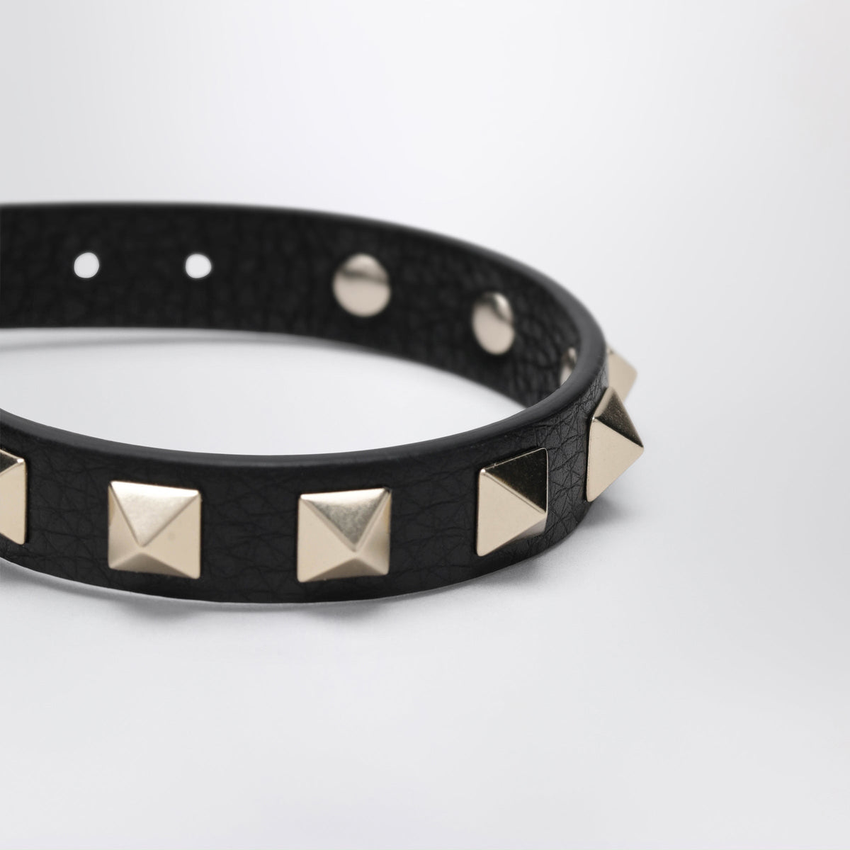 Valentino Garavani Black Leather Rockstud Bracelet With Gold-Tone Studs Women VALENTINO GARAVANI