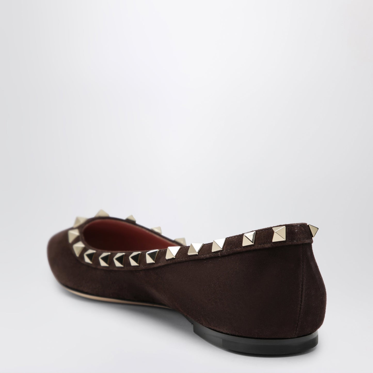 Valentino Garavani Brown Suede Rockstud Ballet Flats Women VALENTINO GARAVANI