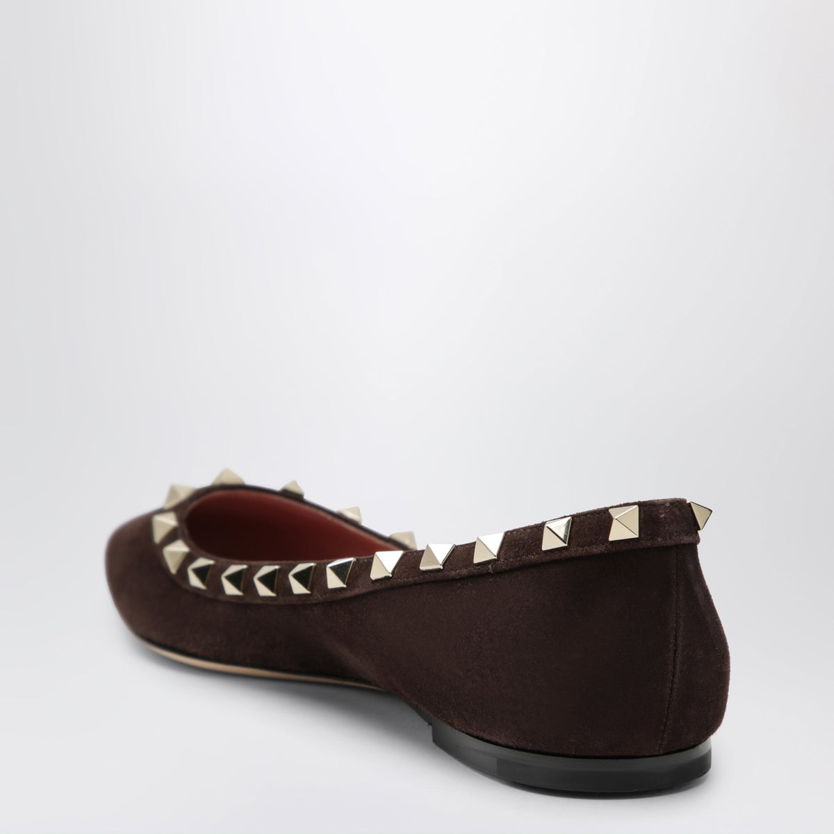 Valentino Garavani Brown Suede Rockstud Ballet Flats Women