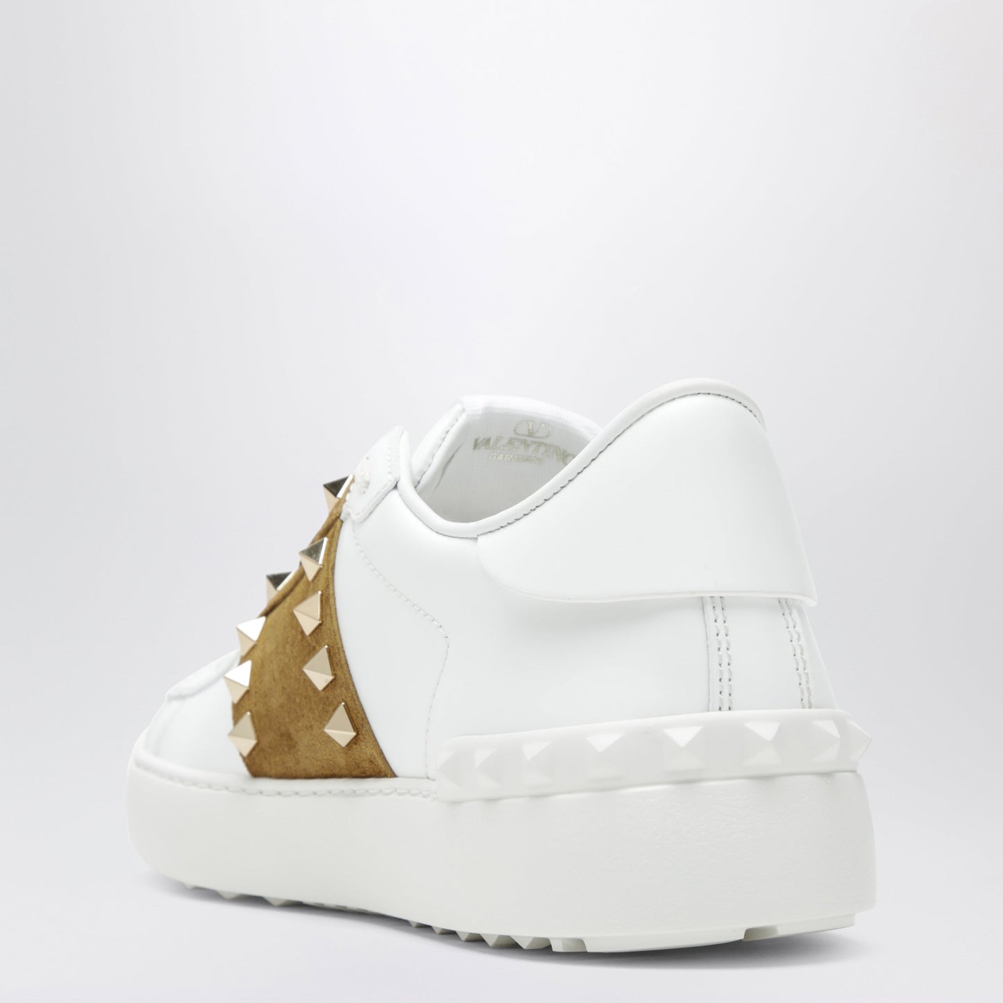 Valentino Garavani Rockstud Untitled Trainers In White Leather/Beige Havana Women VALENTINO GARAVANI
