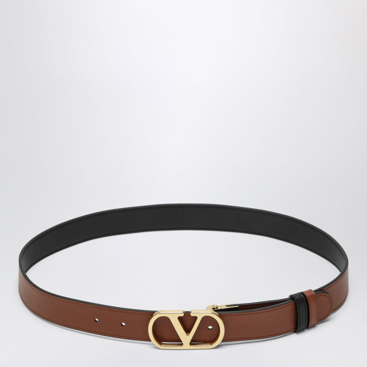 Valentino Garavani Reversible Vlogo Signature Belt In Black / Caramel Women VALENTINO GARAVANI