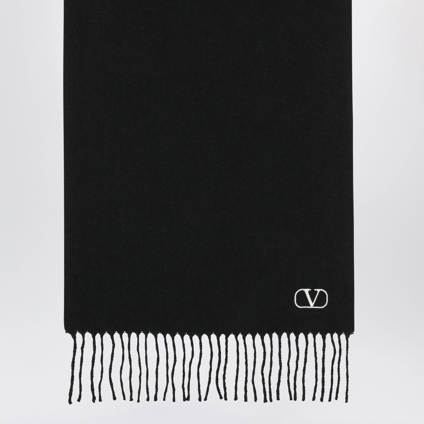 Valentino Garavani Black Scarf With Vlogo Embroidery Men VALENTINO GARAVANI